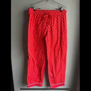 GAP Poplin Pajama Pants // Red & White Tiny Hearts // Size Medium